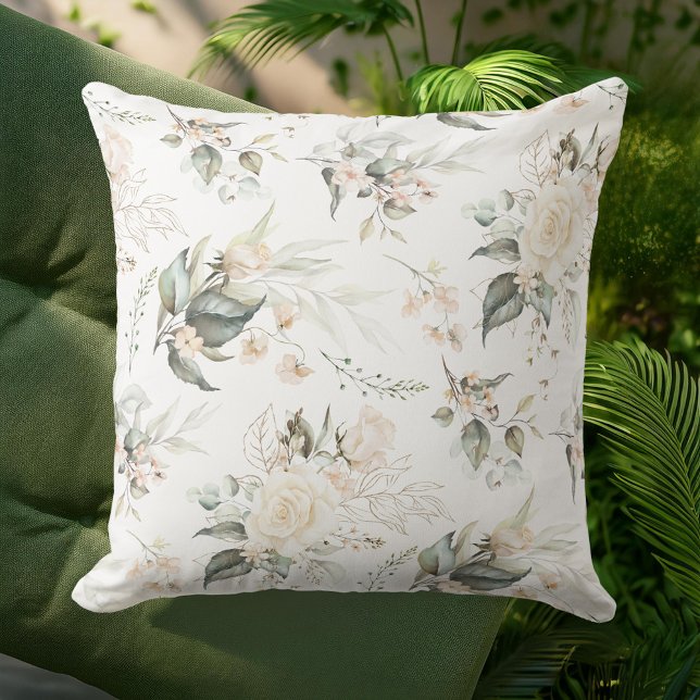 Pearl Blush Floral Elegance Pattern ID989 Throw Pillow (Creator Uploaded)