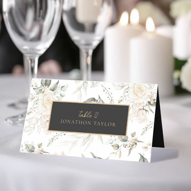 Pearl Blush Floral Elegance Pattern Wedding ID989 Place Card (Creator Uploaded)