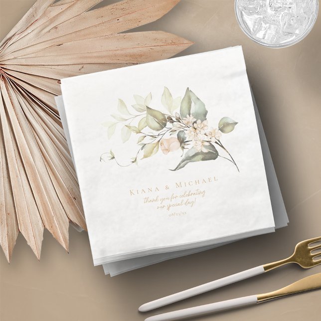 Pearl Blush Floral Elegance Wedding ID989 Paper Dinner Napkins (Creator Uploaded)