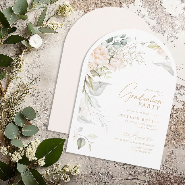 Pearl Blush Floral Graduation Arch ID989 Invitation (Creator Uploaded)