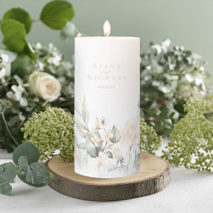 Pearl Blush Floral Wedding ID989 Pillar Candle