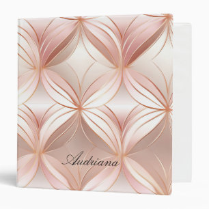Pearl Blush Pink Rose Gold Abstract 3 Ring Binder