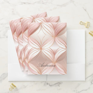 Pearl Blush Pink Rose Gold Abstract Pocket Folder