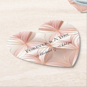 Pearl Blush Pink Rose Gold Abstract Wedding  Paper Coaster