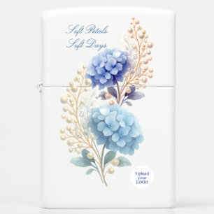 Pearl Blush Powder Blue Hydrangea Watercolor Zippo Lighter