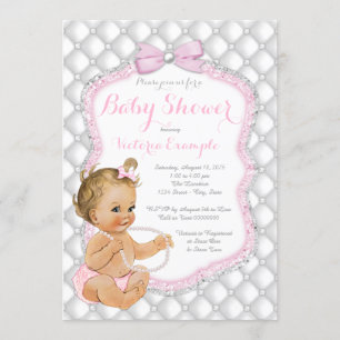 Pearl Bow Baby Shower Invitation