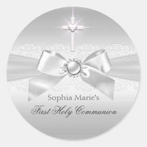 Pearl Bow  Cross First Holy Communion Sticker