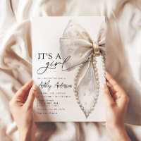 Pearl Bow Its a Girl Baby Shower