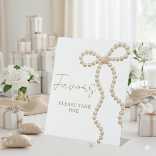 Pearl Bow She's Tying the Knot Bridal Shower Favor Pedestal Sign