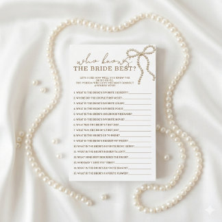 Pearl Bow Who knows Bride Best Bridal Shower Game