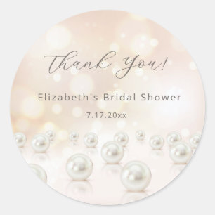 Pearl Bridal Shower Thank You Classic Round Sticker