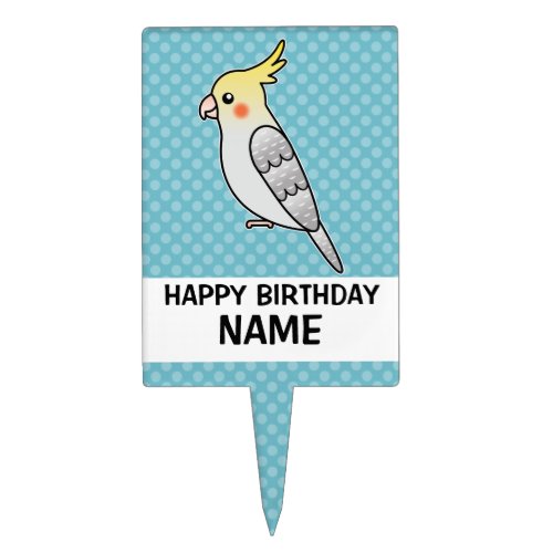 Pearl Cartoon Cockatiel Parrot Bird Cake Topper