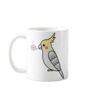Pearl Cartoon Cockatiel Parrot Bird Love Coffee Mug