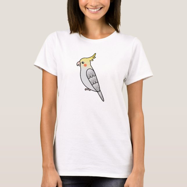 Pearl Cartoon Cockatiel Parrot Bird T-Shirt (Front)