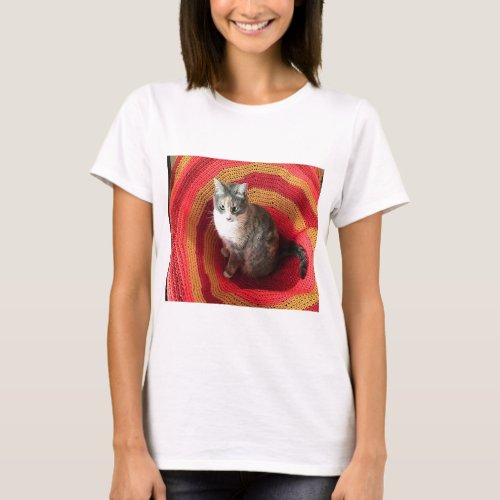 Pearl Cat on Afghan T_Shirt
