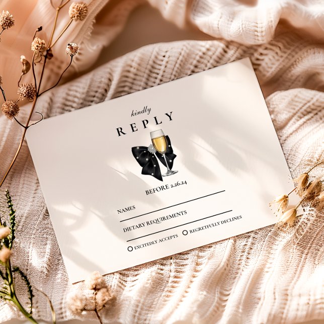 Pearl Champagne Glass Graduation RSVP Card (Creator Uploaded)