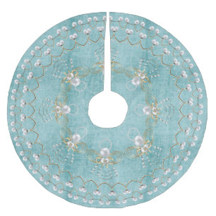 Pearl Christmas Angel of Joy Aqua Circle Brushed Polyester Tree Skirt
