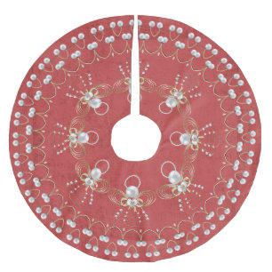 Pearl Christmas Angel of Joy Red Circle Custom Brushed Polyester Tree Skirt