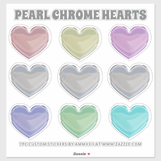 Pearl Chrome Hearts Sticker (Sheet)
