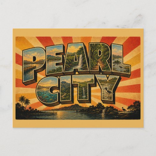 Pearl City Hawaii Harbor Rainforest Waterfall Art Postcard