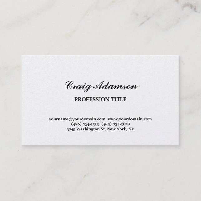 Pearl Classical Elegant Plain Simple Minimalist Business Card (Front)