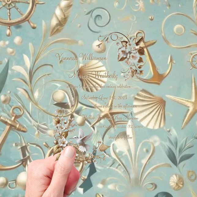 Pearl Coast Elegance Minimalist Acrylic Wedding  Invitations (Creator Uploaded)