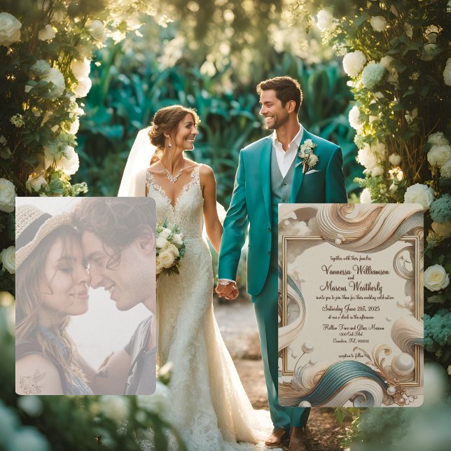 Pearl Coast Elegance Minimalist Wedding Invitation (Creator Uploaded)