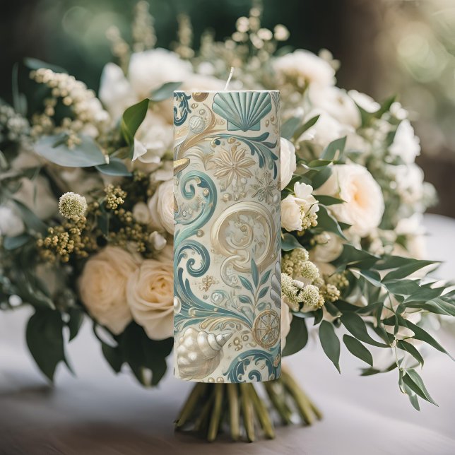 Pearl Coast Elegance Nautical Pillar Candle (Creator Uploaded)