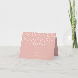 Pearl Confetti on Rose Gold Wedding Letterpress Thank You Card