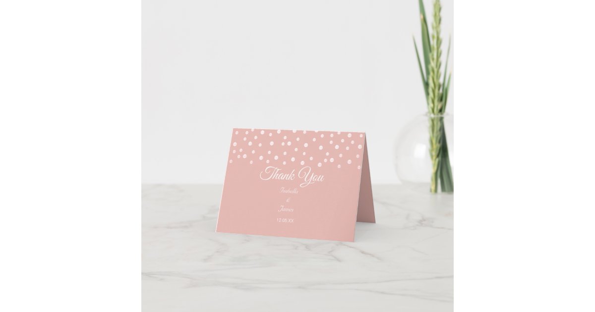 Pearl Confetti on Rose Gold Wedding Thank You Card | Zazzle