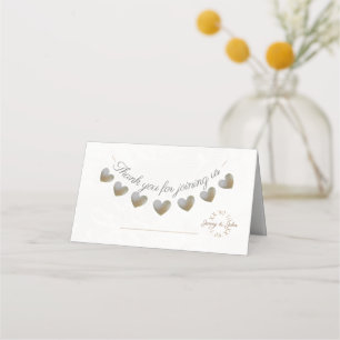 Pearl & cream lace heart bunting vintage wedding place card