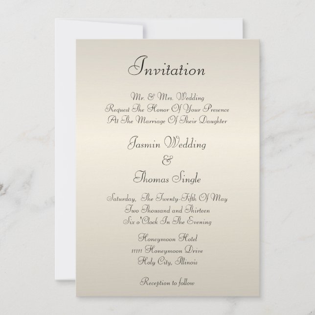 Pearl Cream Wedding Invitation (Front)