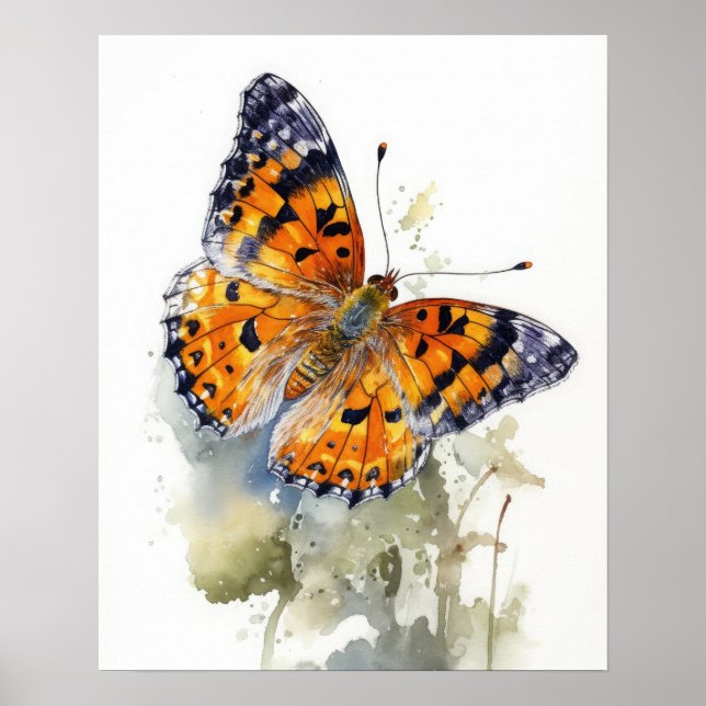 Pearl Crescent Butterfly Art Print Poster (Front)