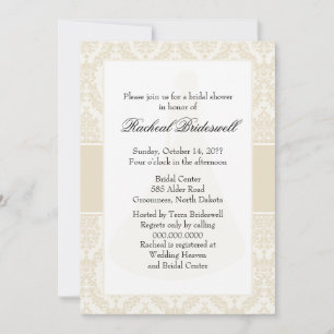 Pearl Damask Bridal Shower Invitation