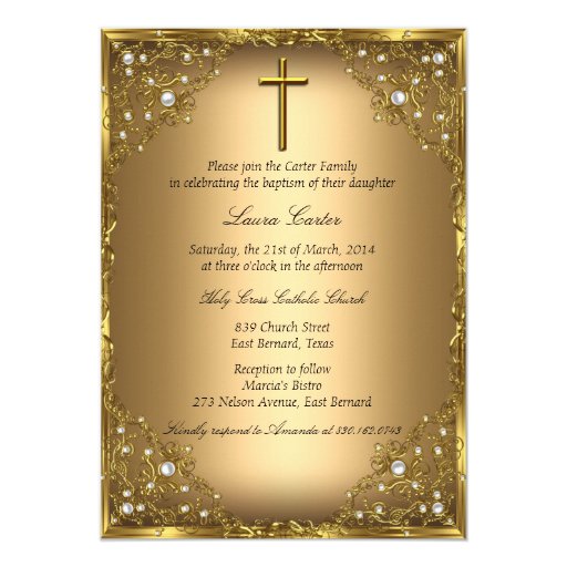 Gold Baptism Invitations 3