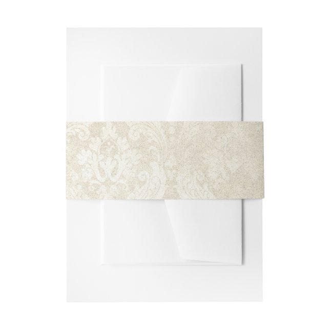 Pearl Damask Wedding Elegant Stationery Invitation Belly Band (Front Example)