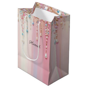 Pearl Dangles and Pastel Stripes Medium Gift Bag