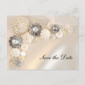 Pearl Diamond Buttons Quinceañera Save the Date Announcement Postcard (Front)