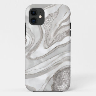 Pearl, diamonds and platinum geode digital art iPhone 11 case