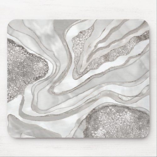 Pearl diamonds and platinum geode digital art mouse pad