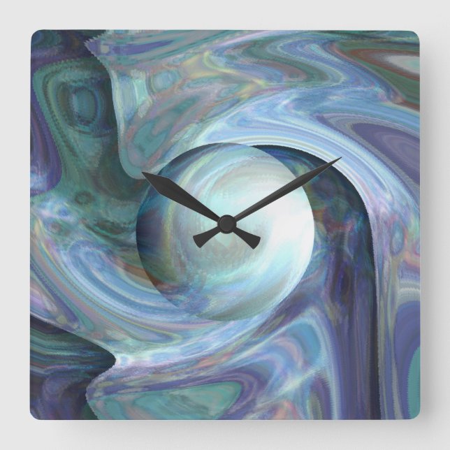 Pearl Diving Square Wall Clock (Front)
