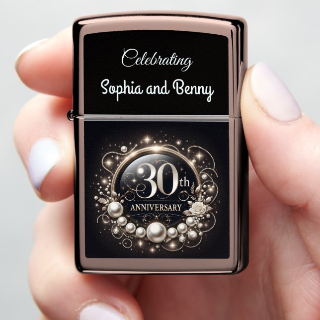 Pearl Elegance: 30th Anniversary g Zippo Lighter (In Hand)