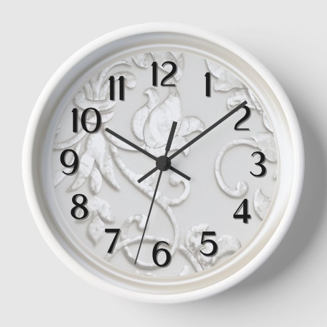 Pearl "Embossed" Damask Clock (Front)