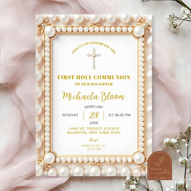 Pearl First Holy Communion Invitation (Creator Uploaded)