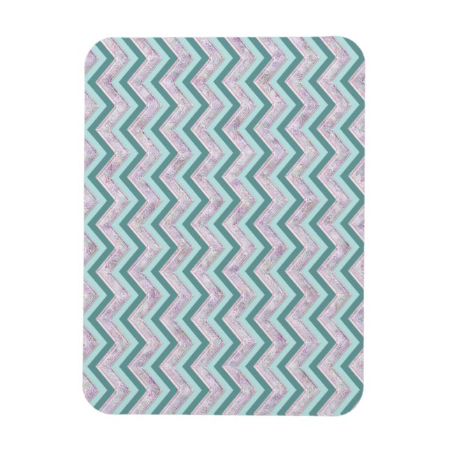 Pearl Floral Teal ZigZag Pattern Magnet (Vertical)