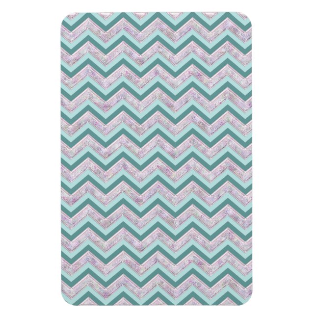 Pearl Floral Teal ZigZag Pattern Magnet (Vertical)