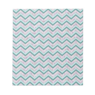 Pearl Floral Teal ZigZag Pattern Notepad