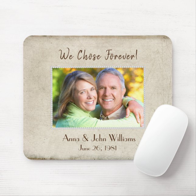 Pearl Frame On Distressed Texture Mouse Pad (With Mouse)