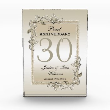 Pearl Gem & Glitter 30th Wedding Anniversary     Acrylic Award by shm_graphics at Zazzle