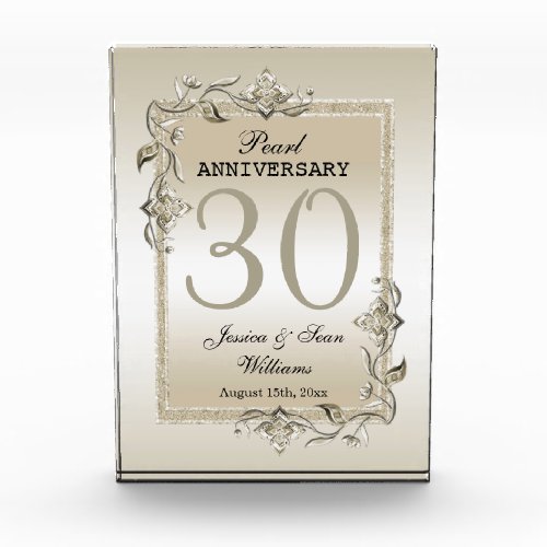 Pearl Gem  Glitter 30th Wedding Anniversary     Acrylic Award